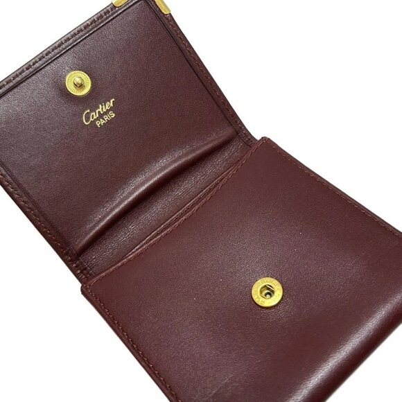 Cartier Must Line - Bordeaux Gold Leather Hardware Coin Case 124-081225 - Picture 4 of 6